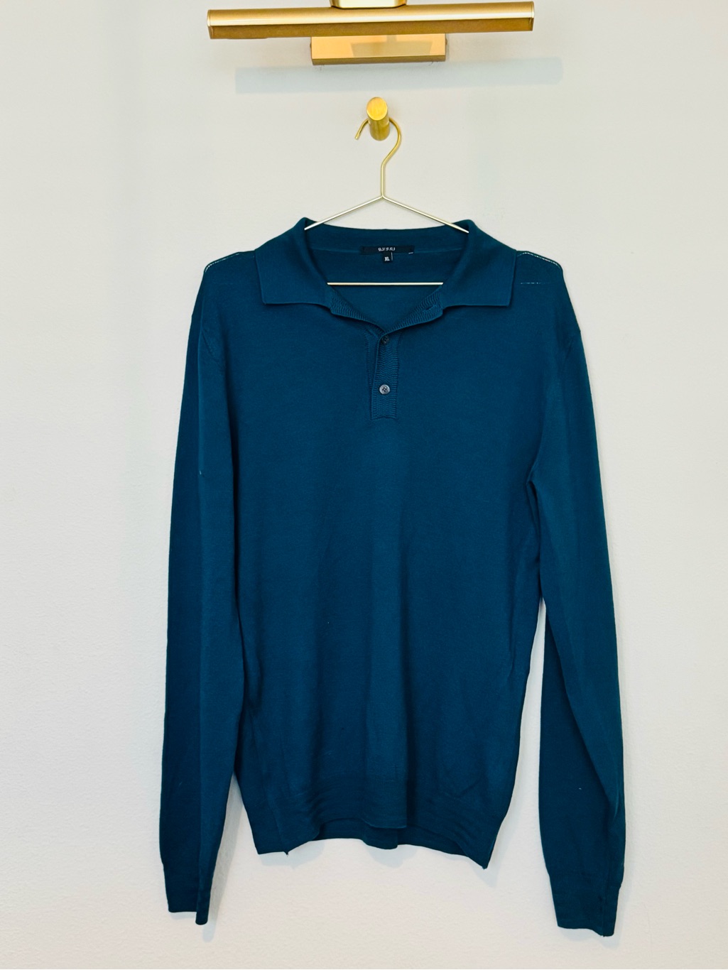 Gucci Teal Blue Long Sleeve Polo Shirt